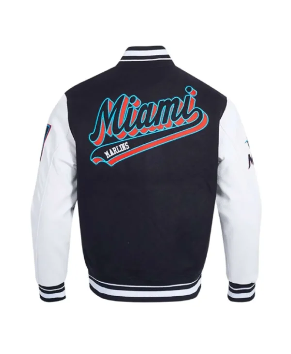Miami Marlins Script Tail Classic Rib Varsity Jacket