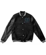 Miami Marlins Varsity Black Wool/Leather Jacket