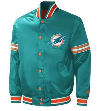 Midfield Miami Dolphins Aqua Varsity Satin Jacket