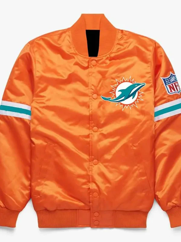 NFL Miami Dolphins Orange Satin Jacket