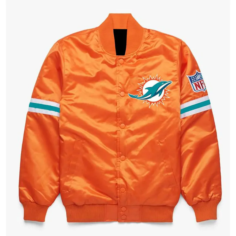 NFL Miami Dolphins Orange Satin Jacket NFL Miami Dolphins Orange Satin Jacket