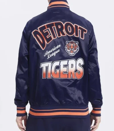 Detroit Tigers Turn It Up M Classic Rib Navy Satin Jacket