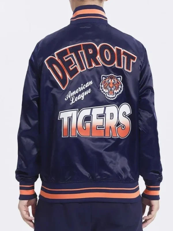 Detroit Tigers Turn It Up M Classic Rib Navy Satin Jacket