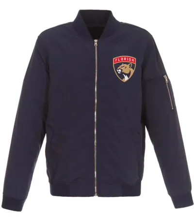 Navy Florida Panthers Nylon Lightweight Bomber Jacket
