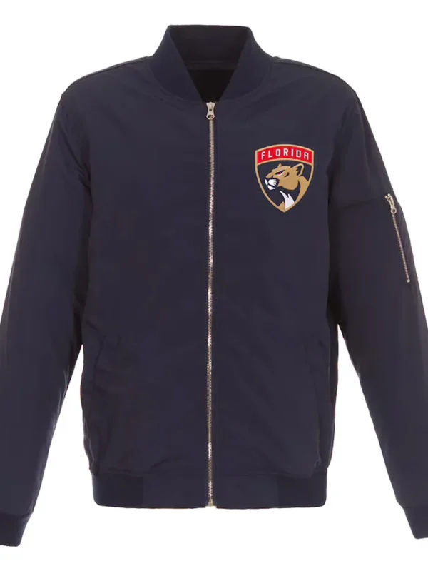 Navy Florida Panthers Nylon Lightweight Bomber Jacket