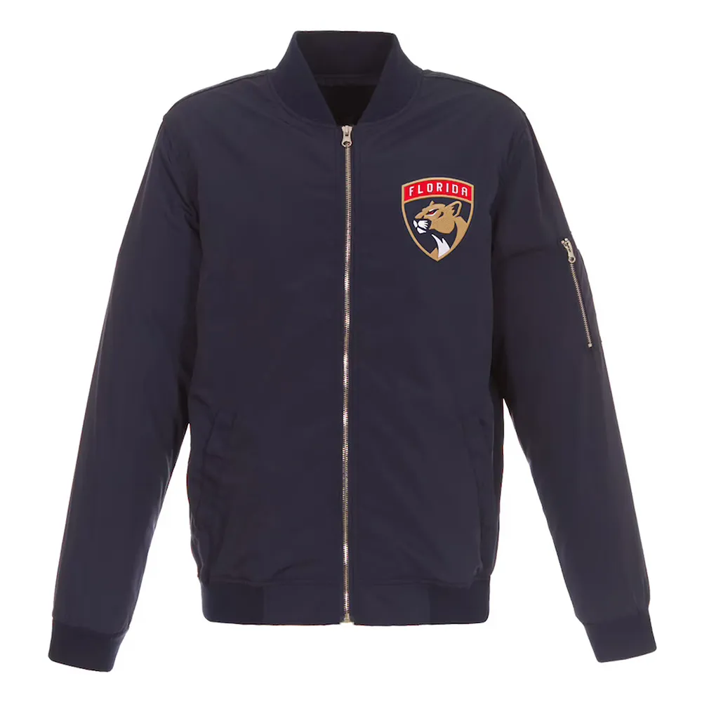 Navy Florida Panthers Nylon Lightweight Bomber Jacket Navy Florida Panthers Nylon Lightweight Bomber Jacket