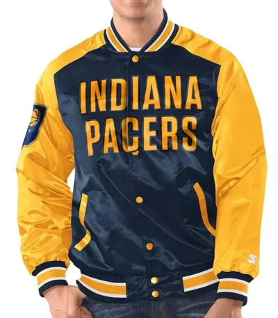Navy/Gold Indiana Pacers Renegade Satin Jacket