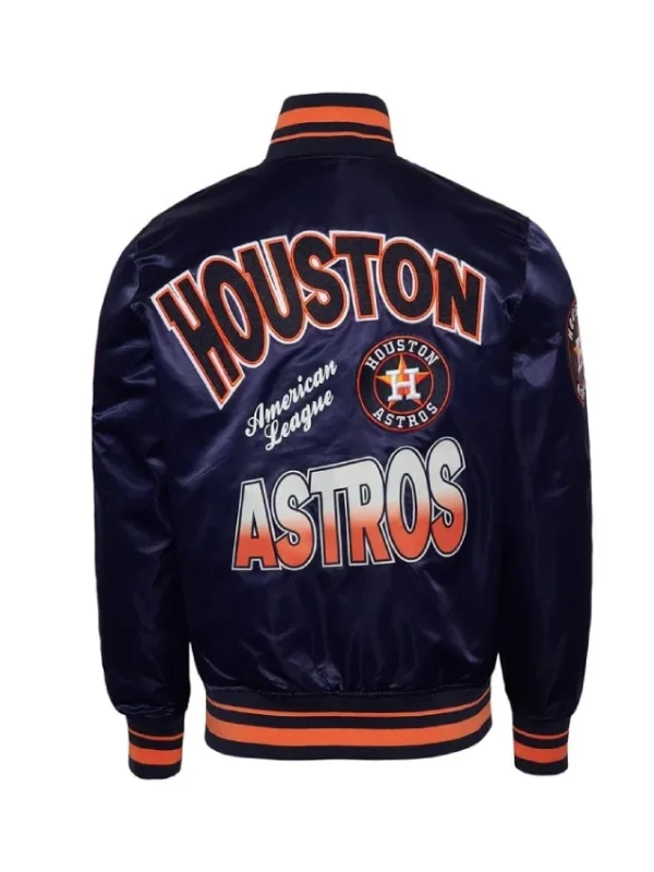 Houston Astros Turn It Up M Classic Rib Navy Satin Jacket