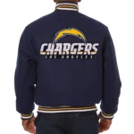 Navy LA Chargers Embroidered Varsity Wool Jacket