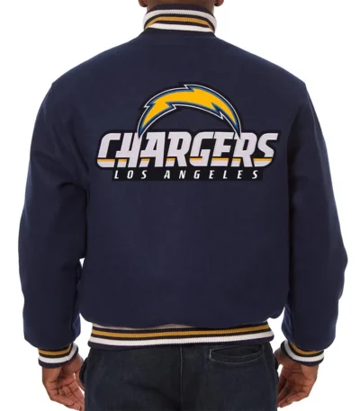 Navy LA Chargers Embroidered Varsity Wool Jacket