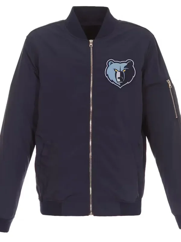 Navy Memphis Grizzlies Bomber Lightweight Nylon Jacket