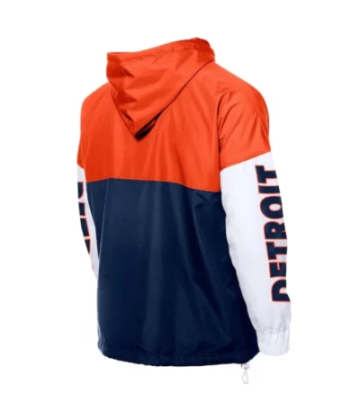 Detroit Tigers Color Block Navy/Orange Hoodie Windbreaker