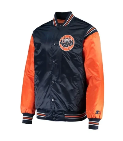 Navy/Orange Enforce Houston Astros Varsity Satin Jacket