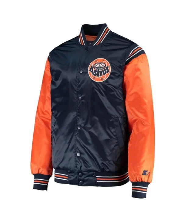 Navy/Orange Enforce Houston Astros Varsity Satin Jacket