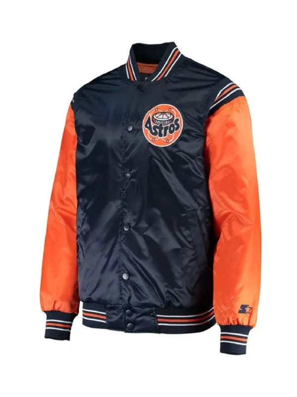 Navy/Orange Enforce Houston Astros Varsity Satin Jacket