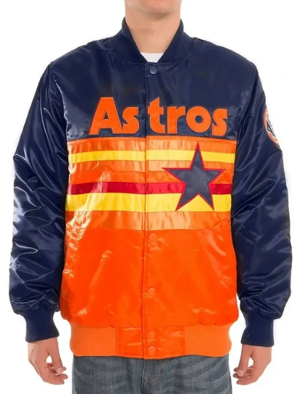 Navy/Orange Houston Astros Satin Jacket