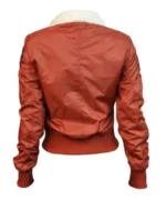 Nichole Top Gun B-15 Orange Cropped Sherpa Bomber Flight Jacket