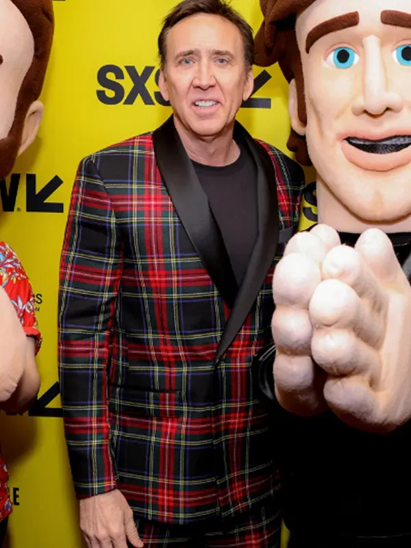 Nicolas Cage The Unbearable Weight of Massive Talent (Movie 2022) Plaid Pea Coat Nicolas Cage The Unbearable Weight of Massive Talent (Movie 2022) Plaid Pea Coat