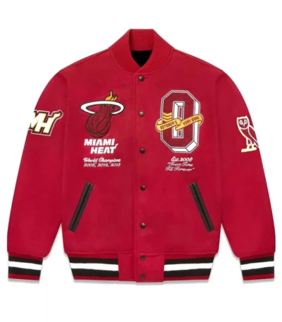 OVO Miami Heat Varsity Wool Burgundy Jacket