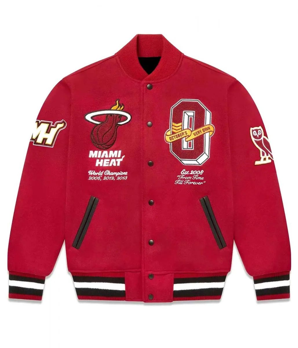 OVO Miami Heat Varsity Wool Burgundy Jacket OVO Miami Heat Varsity Wool Burgundy Jacket