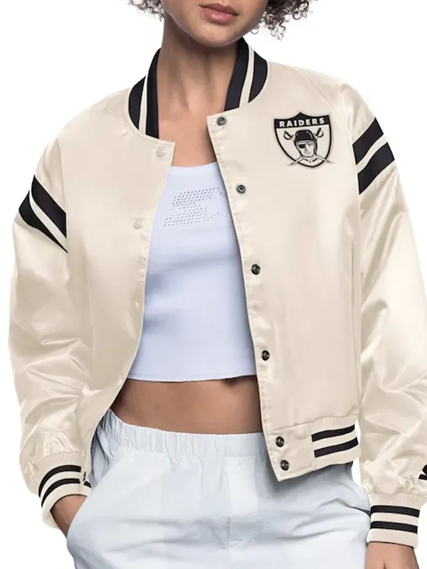 Oakland Raiders Cream Full Count Satin Jacket