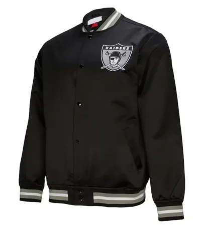 Oakland Raiders Just Win Baby Black Satin Jacket