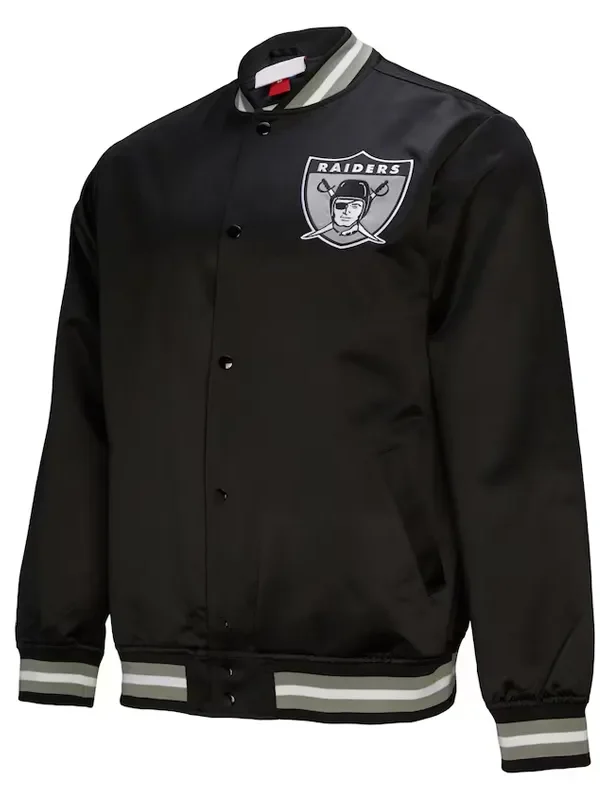 Oakland Raiders Just Win Baby Black Satin Jacket