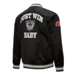 Oakland Raiders Just Win Baby Black Satin Jacket