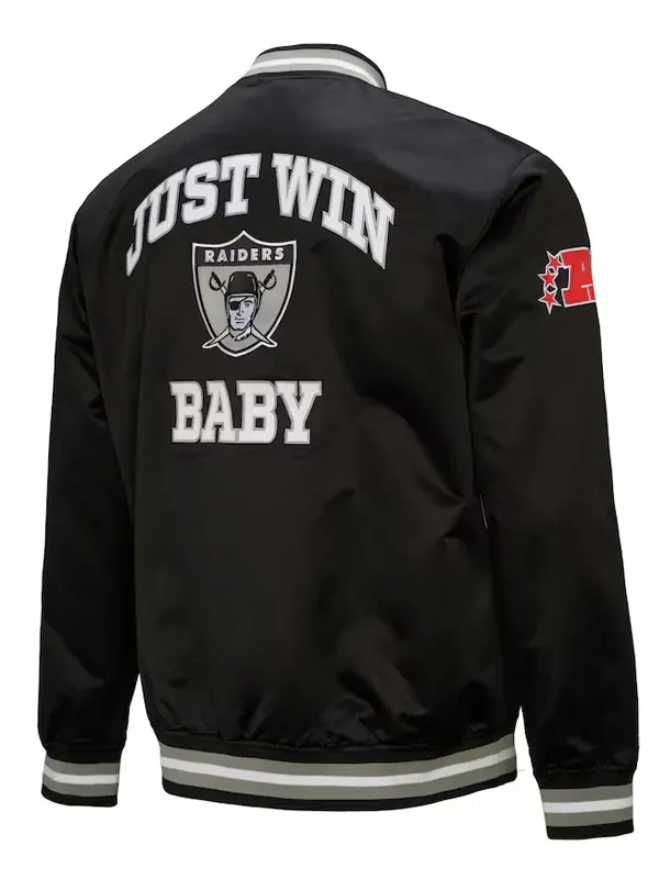Oakland Raiders Just Win Baby Black Satin Jacket