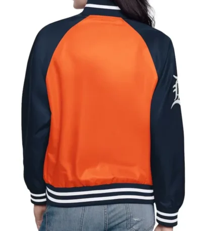 Orange/Navy Detroit Tigers Home Run Varsity Satin Jacket