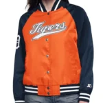 Orange/Navy Detroit Tigers Home Run Varsity Satin Jacket