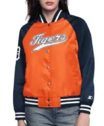 Orange/Navy Detroit Tigers Home Run Varsity Satin Jacket