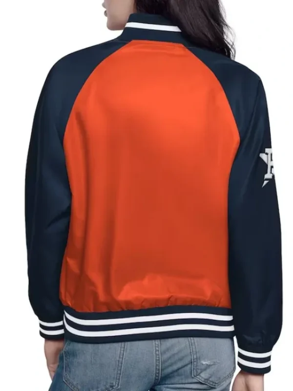 Orange/Navy Houston Astros Home Run Varsity Satin Jacket