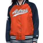 Orange/Navy Houston Astros Home Run Varsity Satin Jacket