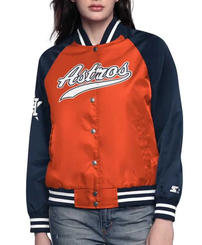 Orange/Navy Houston Astros Home Run Varsity Satin Jacket Orange/Navy Houston Astros Home Run Varsity Satin Jacket