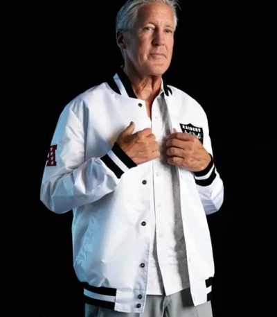 Pete Carroll White Bomber Jacket