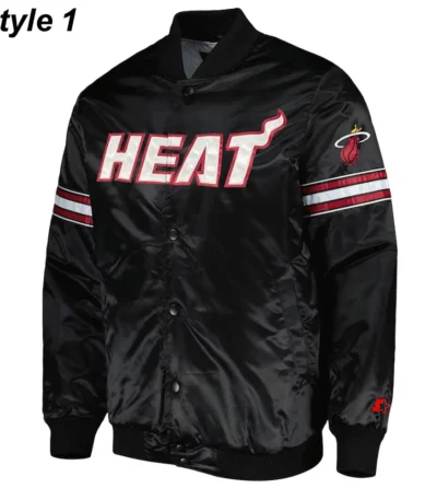 Pick & Roll Miami Heat Black Varsity Satin Jacket
