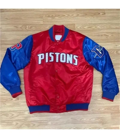 Pistons Ty Mopkins Red And Blue Satin Jacket