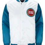 Pistons Ty Mopkins Teal And White Satin Jacket