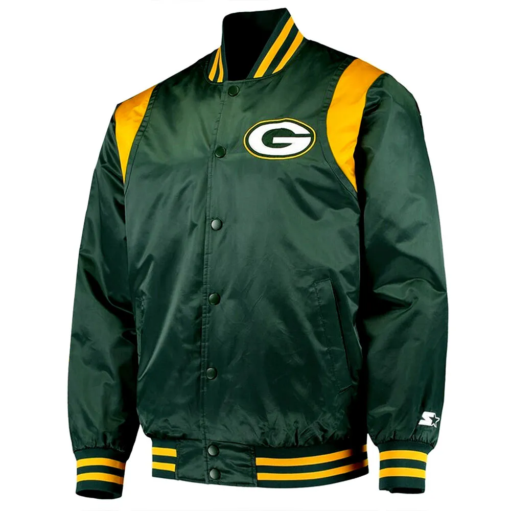 Prime Time Green Bay Packers Green Satin Jacket Prime Time Green Bay Packers Green Satin Jacket