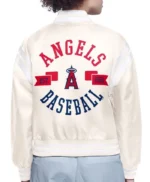 LA Angels Printed Logo Varsity Satin Jacket