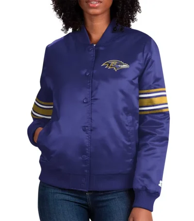 Purple Baltimore Ravens Line Up Full-Snap Satin Jacket