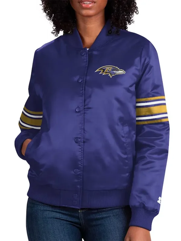 Purple Baltimore Ravens Line Up Full-Snap Satin Jacket