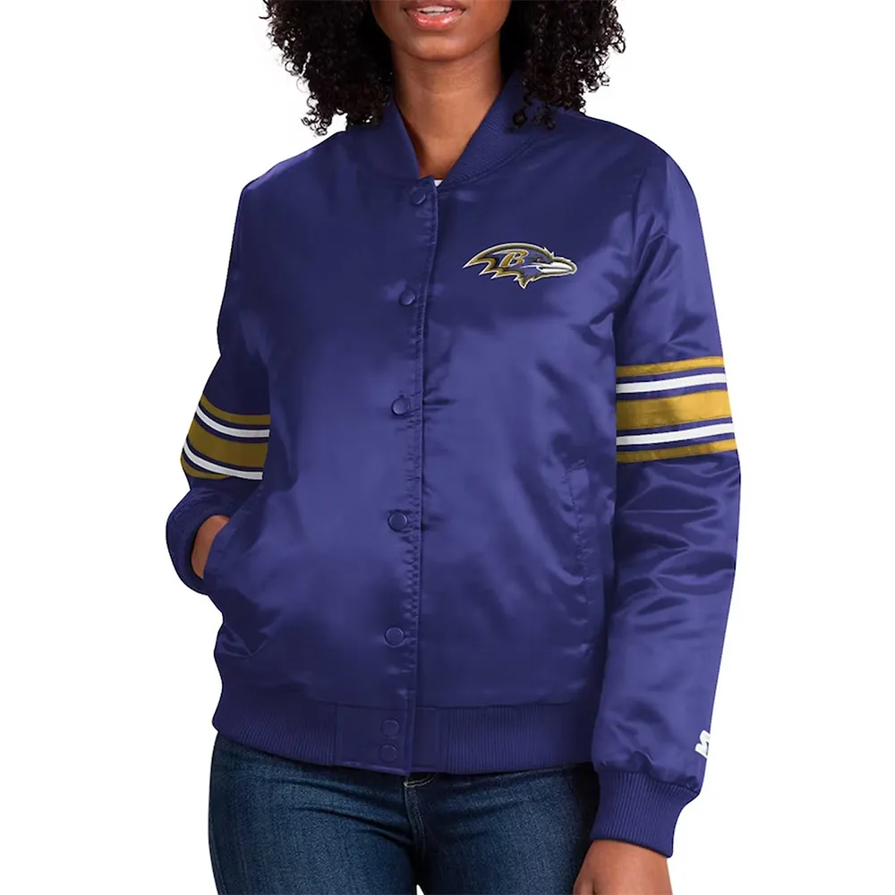 Purple Baltimore Ravens Line Up Full-Snap Satin Jacket Purple Baltimore Ravens Line Up Full-Snap Satin Jacket