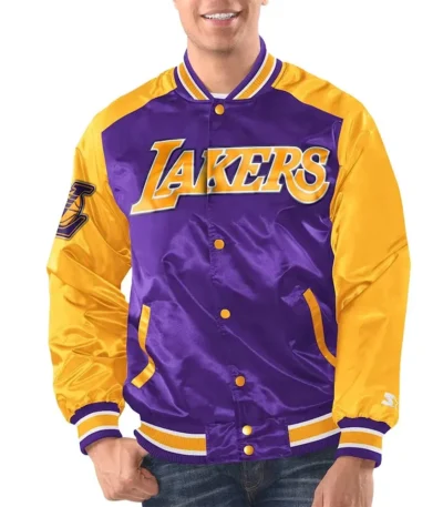 Purple Gold Los Angeles Lakers Renegade Varsity Satin Jacket