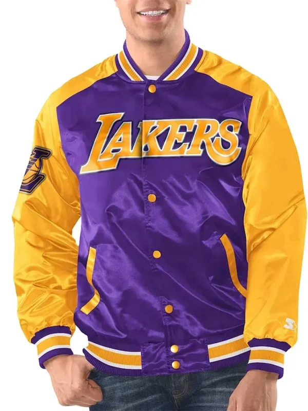 Purple Gold Los Angeles Lakers Renegade Varsity Satin Jacket