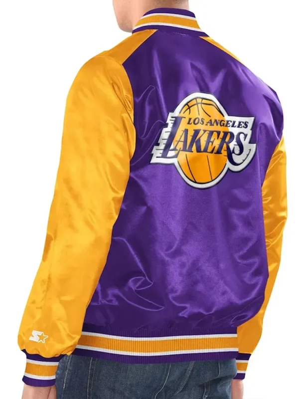 Purple Gold Los Angeles Lakers Renegade Varsity Satin Jacket