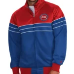 Red And Blue Detroit Pistons Knit Full-zip Jacket