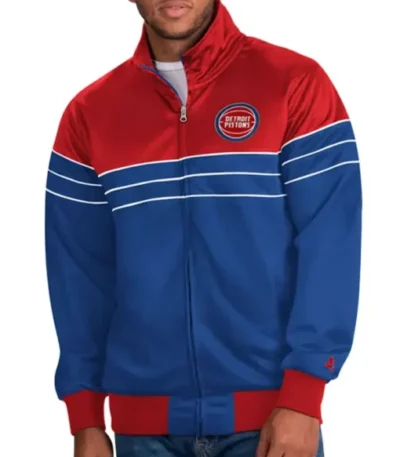 Red And Blue Detroit Pistons Knit Full-zip Jacket