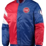 Red And Blue Detroit Pistons Leader Full-snap Satin Jacket